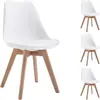Idimex Lot de 4 chaises de salle à manger ABBY style scandinave design nordique piètement bois massif, siège coque en plastique blanc