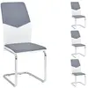 Idimex - Lot de 4 chaises leona, en synthétique blanc et gris