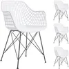 Idimex - Lot de 4 chaises alicante, en plastique blanc et métal noir