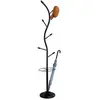 Idimex Porte-manteaux TRIANA portant à vêtements sur pied en forme d'arbre avec 6 crochets et un porte parapluie, métal laqué noir et bois