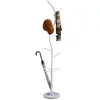 Idimex Porte-manteaux TRIANA portant à vêtements sur pied en forme d'arbre avec 6 crochets et un porte parapluie, métal laqué blanc et bois