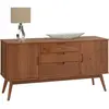 Idimex Buffet TIVOLI design vintage scandinave nordique commode bahut vaisselier avec 3 tiroirs 2 portes, en pin massif lasuré brun foncé