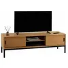Idimex Meuble TV SELMA banc télé de 145 cm au style industriel design vintage avec 2 portes coulissantes, en pin massif teinté brun clair