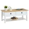 Idimex Table basse tequila style mexicain avec 2 tiroirs, en pin massif blanc et brun