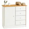 Idimex Commode rondo en pin massif, 4 tiroirs et 1 porte, lasuré blanc/brun