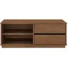 Idimex Meuble TV 2 tiroirs 2 niches en bois massif, coloris châtaignier