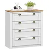 Idimex Commode BOLTON buffet meuble de rangement avec 4 tiroirs, style classique, en pin massif lasuré blanc et brun