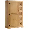 Idimex Buffet 1 porte 5 tiroirs en bois massif, coloris naturel