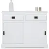 Idimex Buffet SAVONA bahut vaisselier commode avec 2 tiroirs et 2 portes coulissantes, en pin massif lasuré blanc