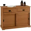 Idimex Buffet SAVONA bahut vaisselier commode avec 2 tiroirs et 2 portes coulissantes, en pin massif lasuré brun