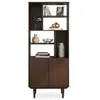 IDIMEX Buffet haut simona h 188 cm en bois massif - coloris noyer