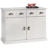 Idimex Buffet PARIS commode bahut vaisselier avec 2 portes battantes et 2 tiroirs pin massif lasuré blanc