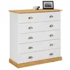 Idimex Commode de chambre PARIS avec 6 tiroirs en pin massif lasuré blanc et brun