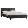 Lit double capitonné MATHIEU - IDIMEX - Noir - 140x190 cm - Avec sommi...