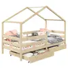 Idimex - Lit cabane ena avec tiroirs, 90 x 190 cm en pin massif naturel