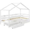 Idimex - Lit cabane ena avec tiroirs, 90 x 190 cm en pin massif lasuré blanc