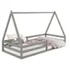 Idimex Lit cabane sila 90x190 cm, lit simple enfant 1 place type montessori, en pin massif gris