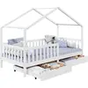 Idimex Lit cabane ELEA avec tiroirs, 90 x 200 cm en pin massif lasuré blanc