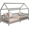 Idimex - Lit cabane nina 90 x 190 cm, en pin massif lasuré gris