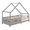 Idimex - Lit cabane asymétrique cora 90 x 190 cm en pin massif lasuré gris
