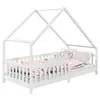 Idimex Lit cabane asymétrique CORA 90 x 200 cm en pin massif lasuré blanc