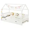 Idimex Lit cabane NUNA lit enfant simple montessori en bois 90 x 200 cm, avec rangement 2 tiroirs, en pin massif lasuré blanc
