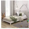 Idimex Lit enfant LIZ tête de lit en forme de maison, Lit au sol Montessori, Pour couchage 90 x 200 cm bois de pin massif, Blanc