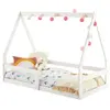 Idimex Lit cabane tami 70 x 140 cm, en pin massif lasuré blanc