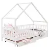 Idimex Lit cabane enfant 2 tiroirs en bois massif, blanc, 90 x 200 cm