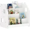 Idimex Bibliothèque enfant BRUNO, Rangement livres pour chambre enfant, 4 Compartiments, En pin massif laqué blanc