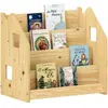 Idimex Bibliothèque enfant 4 compartiments en bois massif, coloris naturel