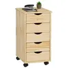Cosmos Caisson de bureau sur roulettes lagos, avec 5 tiroirs finition vernis naturel