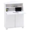 Idimex Bureau secrétaire DAVID avec abattant rangement plusieurs étagères 2 portes et plan de travail rabattable en pin massif lasuré blanc