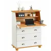 Bureau secrétaire - IDIMEX - GOMES - Pin massif - Blanc et brun