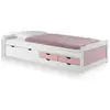 Idimex Lit fonctionnel rangements 90x200cm blanc rose