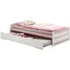 Idimex Lit gigogne LORENA en pin massif, 90 x 200 cm, lasuré blanc et rose