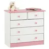 Idimex Commode de chambre RONDO meuble de rangement avec 5 tiroirs, en pin massif lasuré blanc et rose