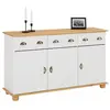 Idimex - Buffet Salon Colmar L 134 Cm Bois Massif, Blanc Et Brun