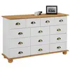 Idimex Commode COLMAR chiffonnier apothicaire rangement avec 11 tiroirs en pin massif lasuré blanc et brun