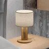 Elobra Lampe à poser Chile S, chêne/granit, tissu, bois, hauteur 30 cm