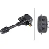 Bobine d'allumage, gauche, 12 V HELLA, par ex. pour Nissan, Renault
