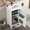 Meuble vasque salle bain blanc laqué 51x34x83 cm étagères réglables et...