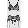 Ensemble coquin ouvert 3 pièces gris - Cottelli Lingerie