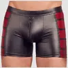 NEK Boxer Effet Cuir, Fermeture Eclair Noir & Rouge