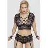 Cottelli Bondage Ensemble 2 Pièces Dentelle, Lanières & Menottes Noir GT
