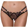 Cottelli Collection Lingerie String ouvert dentelle & lanières strass noir