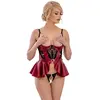 Abierta Fina Ensemble Lingerie Ouverte Jupe Rouge et Noire