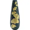 Kare Vase noir feuilles de ginkgo dorées en polyrésine H95