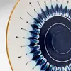 Assiette plate en porcelaine bleue et blanche D21 - Lot de 4