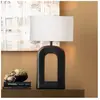 KARE Lampe de table Tube, noir/blanc, textile de lin, hauteur 79 cm